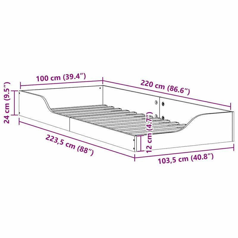Casa si Gradina - Mobilier - Paturi si accesorii - Paturi - Cadru de pat de podea Alb 100 x 220 cm Lemn de brad solid - Infinity.ro