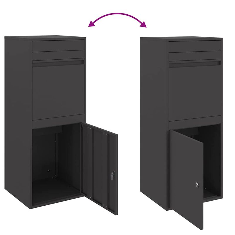 Casa si Gradina - Constructii - Depozitare, transport si protectie - Cutii postale - Cutie pentru colet Negru 41 x 38 x 103 cm Otel - Infinity.ro