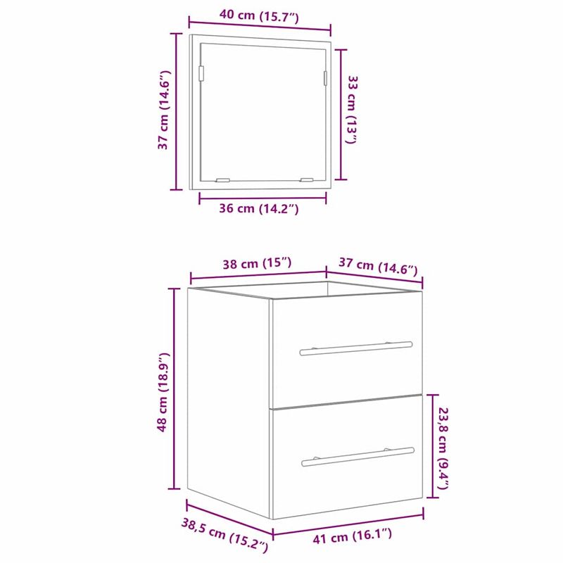 Casa si Gradina - Mobilier - Seturi de mobilier - Seturi baie - Dulap de Baie Stejar artisanal 41 x 38.5 x 48 cm Lemn compozit - Infinity.ro