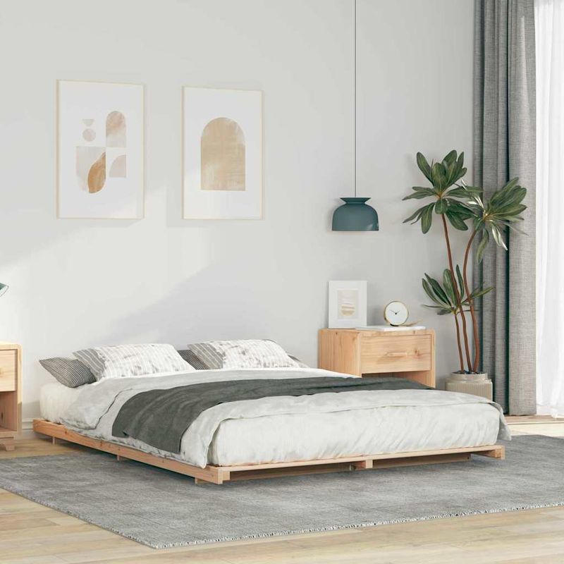 Casa si Gradina - Mobilier - Paturi si accesorii - Paturi - Cadru de pat de podea Maro 160 x 220 cm Lemn masiv de pin - Infinity.ro