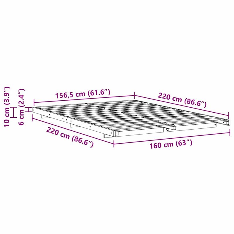Casa si Gradina - Mobilier - Paturi si accesorii - Paturi - Cadru de pat de podea Maro 160 x 220 cm Lemn masiv de pin - Infinity.ro