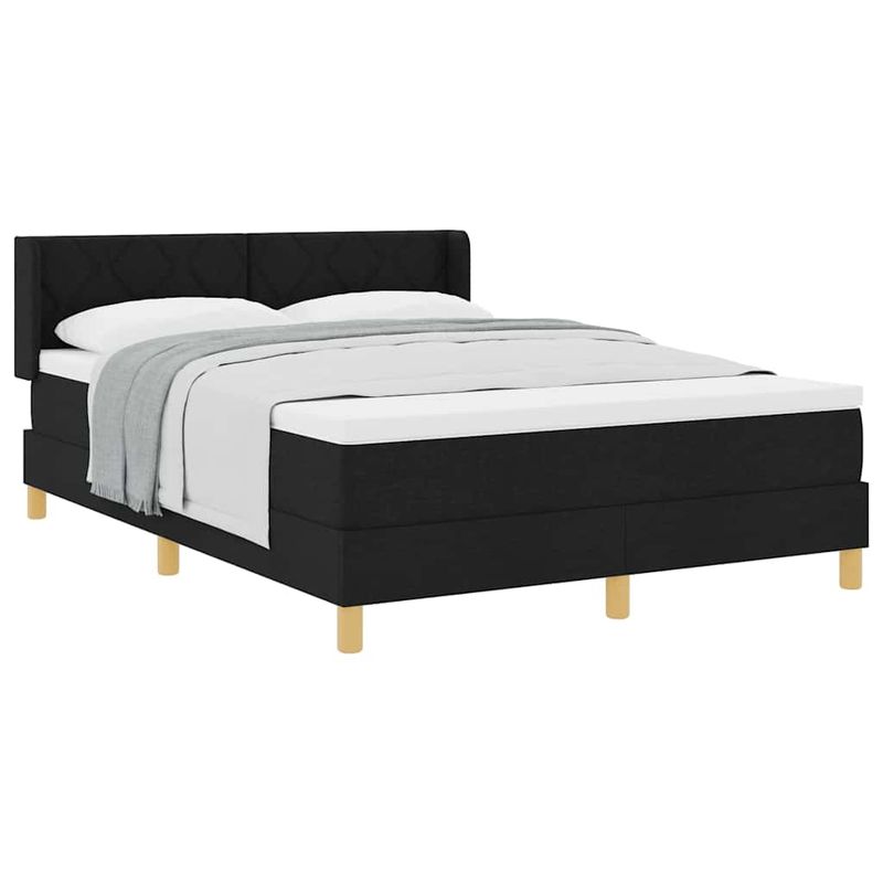 Casa si Gradina - Mobilier - Paturi si accesorii - Paturi - Pat cu arcuri Negru si Alb si Negru 160 x 200 cm tesatura - Infinity.ro