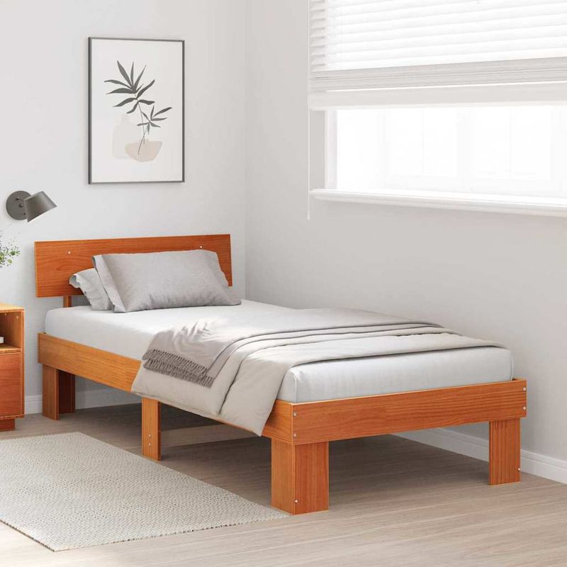 Casa si Gradina - Mobilier - Paturi si accesorii - Paturi - Cadru de pat Maro ceruit 90 x 200 cm Lemn de brad solid - Infinity.ro