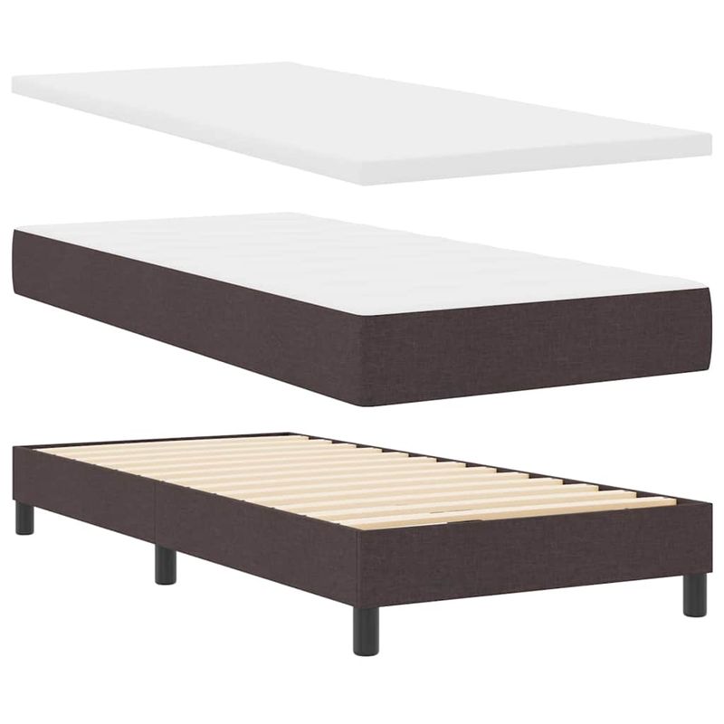 Casa si Gradina - Mobilier - Paturi si accesorii - Paturi - Pat cu arcuri Maro inchis 90 x 200 cm Tesatura si Spuma - Infinity.ro
