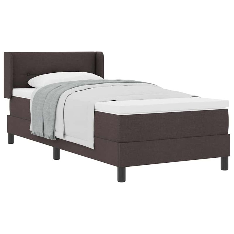 Casa si Gradina - Mobilier - Paturi si accesorii - Paturi - Pat cu arcuri Maro inchis 90 x 200 cm Tesatura si Spuma - Infinity.ro