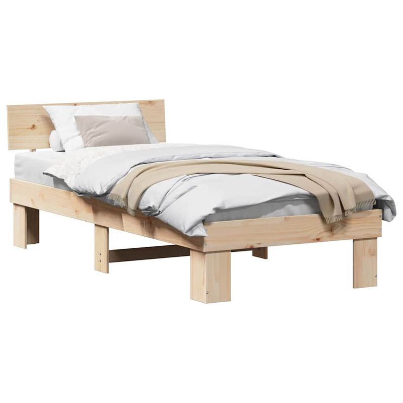 Casa si Gradina - Mobilier - Paturi si accesorii - Paturi - Cadru de pat cu headboard Maro 90 x 200 cm Lemn de brad solid - Infinity.ro