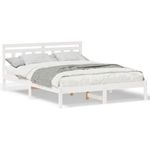 Casa si Gradina - Mobilier - Paturi si accesorii - Paturi - Cadru de pat cu headboard Alb 160 x 200 cm Lemn masiv de pin - Infinity.ro