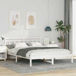 Casa si Gradina - Mobilier - Paturi si accesorii - Paturi - Cadru de pat cu headboard Alb 160 x 200 cm Lemn masiv de pin - Infinity.ro