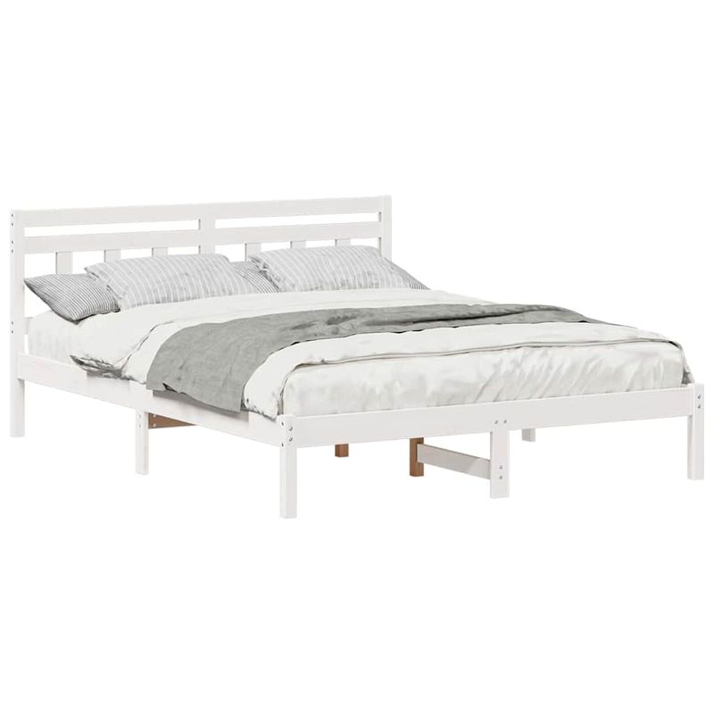 Casa si Gradina - Mobilier - Paturi si accesorii - Paturi - Cadru de pat cu headboard Alb 160 x 200 cm Lemn masiv de pin - Infinity.ro