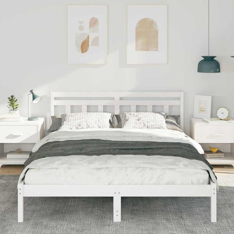 Casa si Gradina - Mobilier - Paturi si accesorii - Paturi - Cadru de pat cu headboard Alb 160 x 200 cm Lemn masiv de pin - Infinity.ro