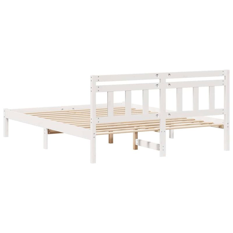 Casa si Gradina - Mobilier - Paturi si accesorii - Paturi - Cadru de pat cu headboard Alb 160 x 200 cm Lemn masiv de pin - Infinity.ro