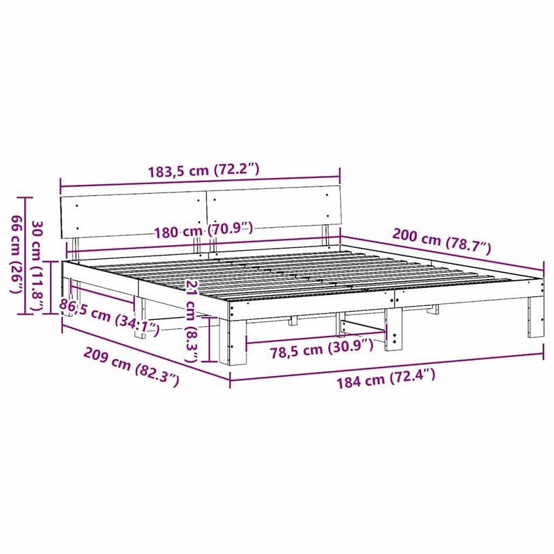 Casa si Gradina - Mobilier - Paturi si accesorii - Paturi - Cadru de pat cu tablie 180x200 cm din lemn masiv de pin - Infinity.ro