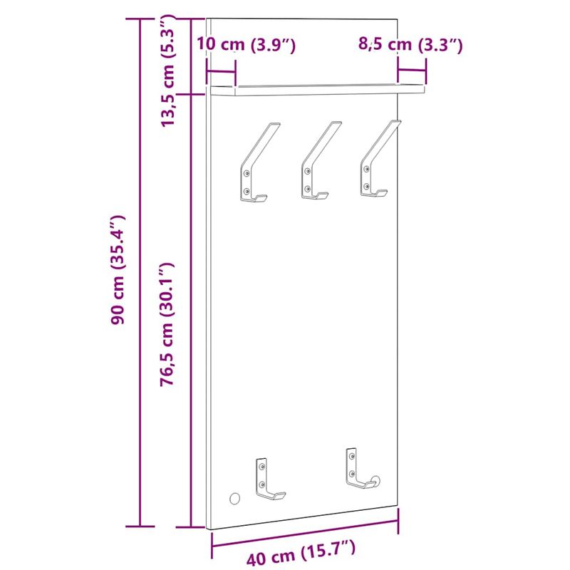 Casa si Gradina - Mobilier - Biblioteci si rafturi - Rafturi - Racator de paltoane montat pe perete Lemn vechi 90 x 40 x 10 cm - Infinity.ro