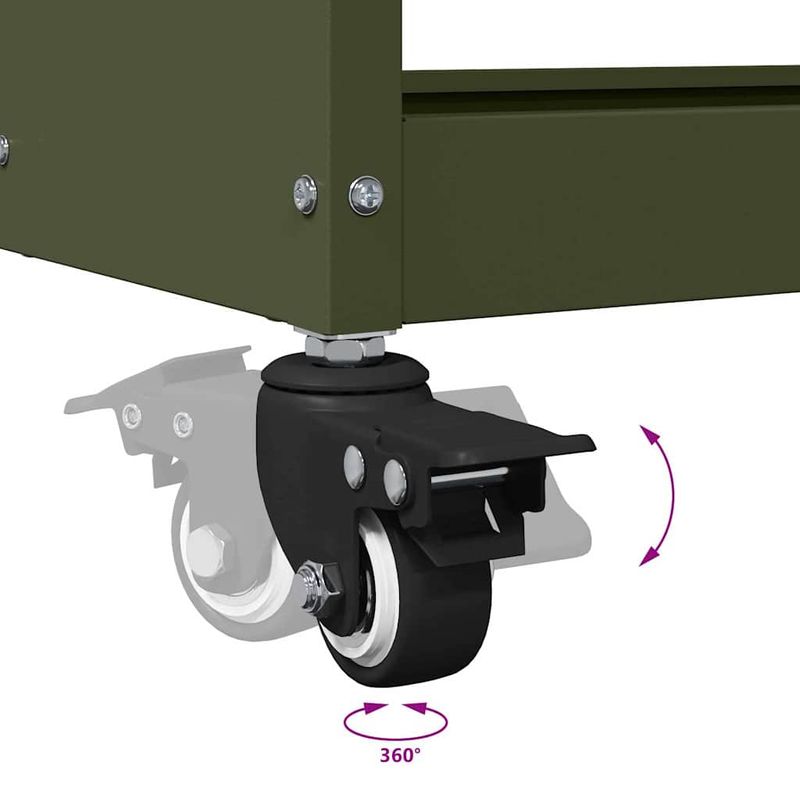 Casa si Gradina - Constructii - Depozitare, transport si protectie - Organizatoare si cutii scule - Carucior pentru unelte cu raft cu roata Olivengrønn 65 x 35 x 111 cm - Infinity.ro