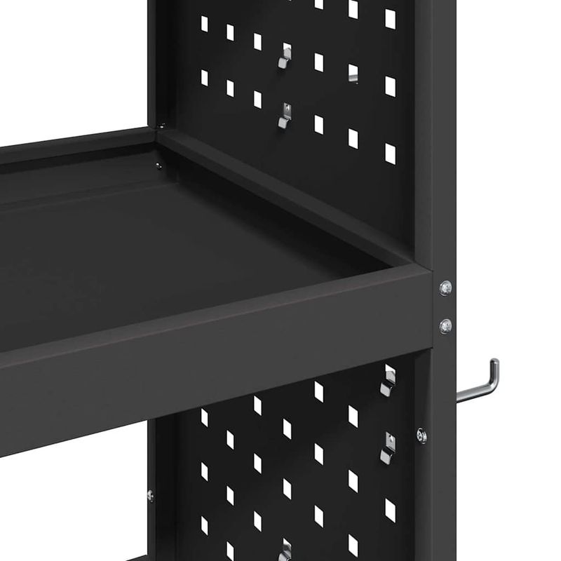 Casa si Gradina - Constructii - Depozitare, transport si protectie - Organizatoare si cutii scule - Carucior pentru unelte cu raft cu roata Negru 75 x 35 x 73 cm Metal - Infinity.ro