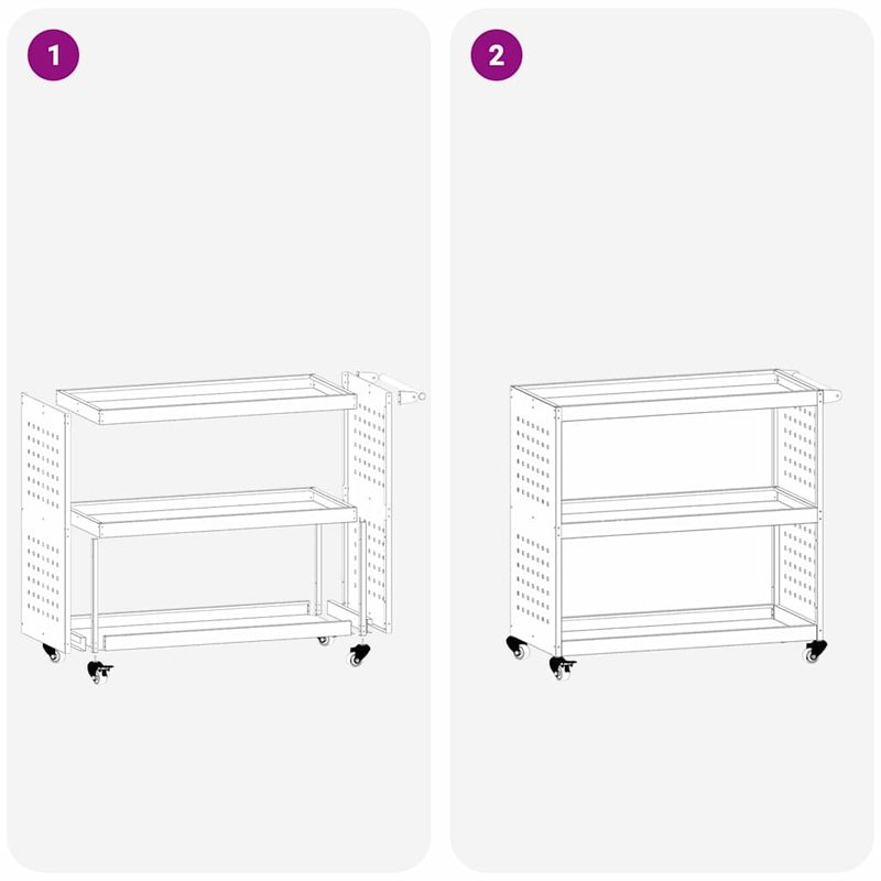 Casa si Gradina - Constructii - Depozitare, transport si protectie - Organizatoare si cutii scule - Carucior pentru unelte cu raft cu roata Negru 75 x 35 x 73 cm Metal - Infinity.ro