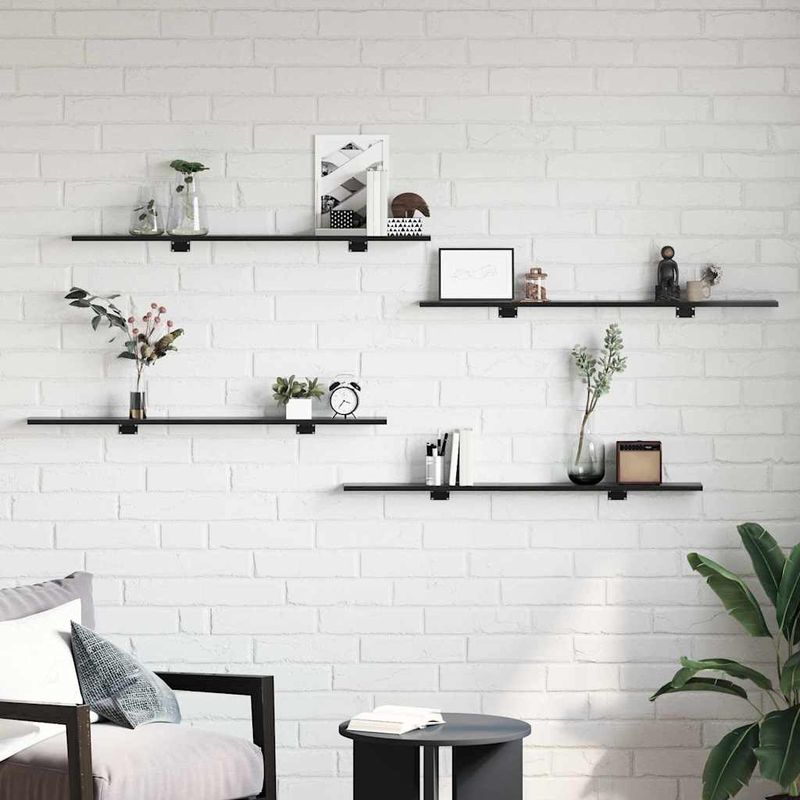 Casa si Gradina - Mobilier - Biblioteci si rafturi - Rafturi - Placa Raft pentru Carti 4 pcs Negru 100 x 40 x 1.5cm PAL - Infinity.ro