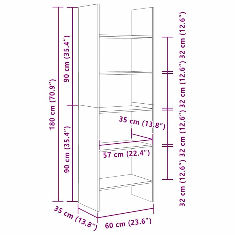 Casa si Gradina - Mobilier - Biblioteci si rafturi - Biblioteci - Dulap pentru carti stejar artizanal 60 x 35 x 180 cm - Infinity.ro