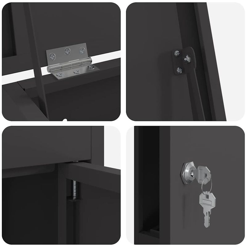 Casa si Gradina - Constructii - Depozitare, transport si protectie - Cutii postale - Cutie pentru colet Negru 44.5 x 29 x 110.5 cm Otel - Infinity.ro