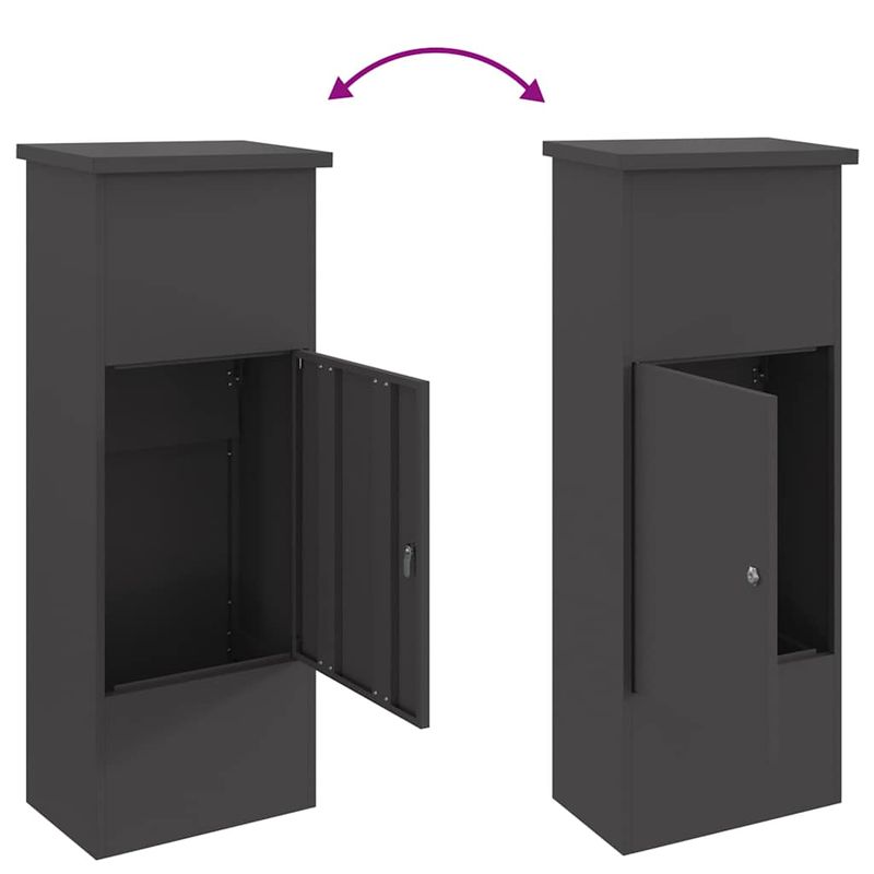 Casa si Gradina - Constructii - Depozitare, transport si protectie - Cutii postale - Cutie pentru colet Negru 44.5 x 29 x 110.5 cm Otel - Infinity.ro