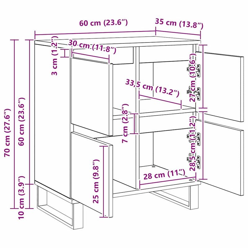 Casa si Gradina - Mobilier - Comode si corpuri - Comode - Bufet cu depozitare cu usa Negru 60 x 35 x 70 cm Lemn compozit - Infinity.ro
