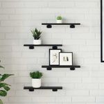 Casa si Gradina - Mobilier - Biblioteci si rafturi - Rafturi - Set de 4 placi de raft , Stejar Negru, 40x10x1.5 cm, din lemn prelucrat. - Infinity.ro