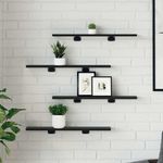 Casa si Gradina - Mobilier - Biblioteci si rafturi - Rafturi - Rafturi bookshelf - set de 4 din lemn de stejar negru, 60x10x1.5 cm - realizate din lemn prelucrat - Infinity.ro