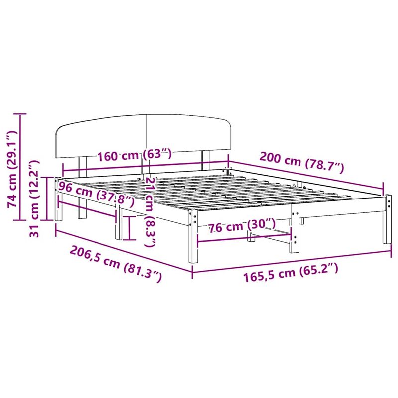 Casa si Gradina - Mobilier - Paturi si accesorii - Paturi - Cadru de pat cu spatar 160x200 cm din lemn masiv de pin - Infinity.ro