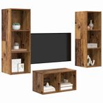 Casa si Gradina - Mobilier - Seturi de mobilier - Seturi living - Set dulap TV cu raft Lemn vechi 37 x 37 x 107 cm Lemn compozit - Infinity.ro