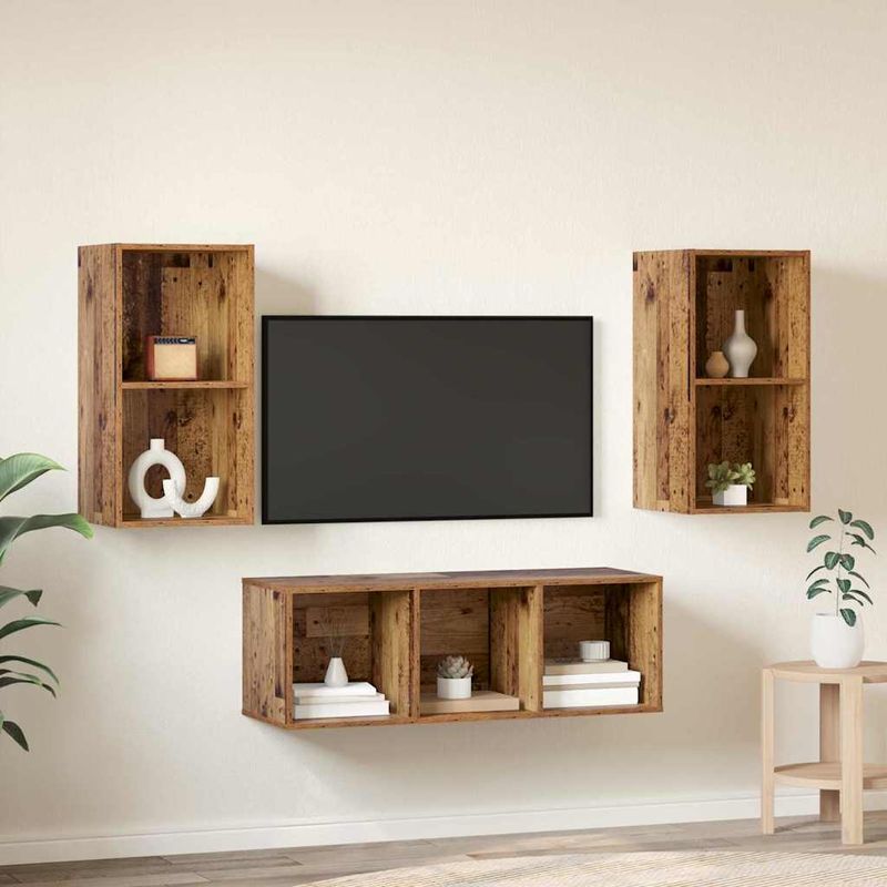 Casa si Gradina - Mobilier - Seturi de mobilier - Seturi living - Set dulap TV 3 pcs Lemn vechi 37 x 37 x 107 cm Lemn compozit - Infinity.ro