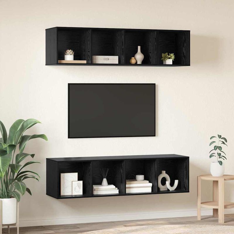 Casa si Gradina - Mobilier - Seturi de mobilier - Seturi living - Set dulap TV cu raft cu depozitare 3 pcs Stejar negru Lemn compozit - Infinity.ro