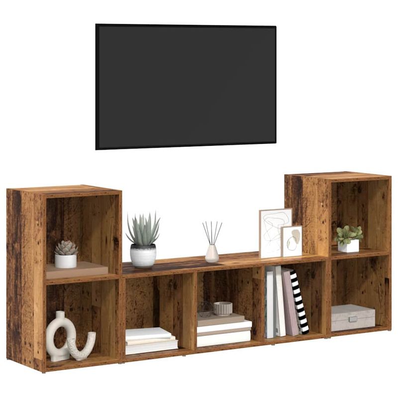 Casa si Gradina - Mobilier - Seturi de mobilier - Seturi living - Set dulap TV 3 pcs Maro 107 x 35 x 37 cm Lemn compozit - Infinity.ro