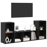 Casa si Gradina - Mobilier - Seturi de mobilier - Seturi living - Set dulap TV 3 pcs Negru 107 x 35 x 37 cm Lemn compozit - Infinity.ro