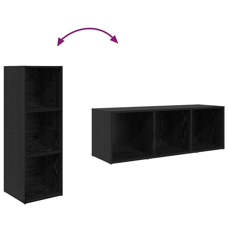 Casa si Gradina - Mobilier - Seturi de mobilier - Seturi living - Set dulap TV 3 pcs Negru 107 x 35 x 37 cm Lemn compozit - Infinity.ro