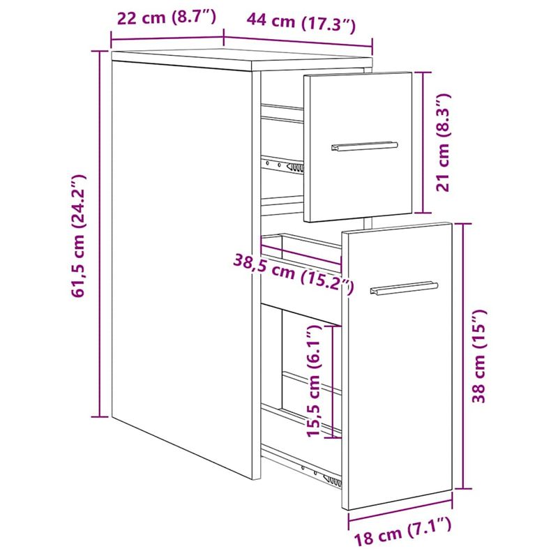Casa si Gradina - Mobilier - Dulapuri si sifoniere - Dulapuri - Dulap de baie subtire Stejar negru 22 x 44 x 61.5 cm PAL - Infinity.ro