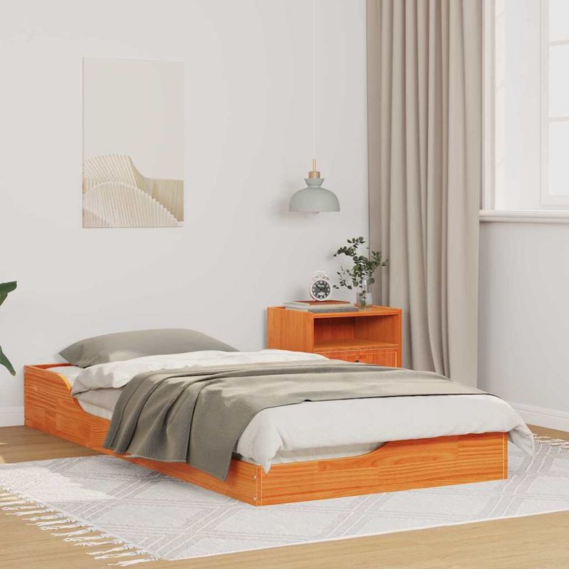 Casa si Gradina - Mobilier - Paturi si accesorii - Paturi - Cadru de pat de podea Maro ceruit 75 x 190 cm - Infinity.ro