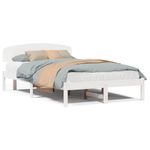 Casa si Gradina - Mobilier - Paturi si accesorii - Paturi - Cadru de Pat cu Tablie Alb 135x190 cm Lemn Masiv de Pin - Infinity.ro