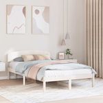 Casa si Gradina - Mobilier - Paturi si accesorii - Paturi - Cadru de Pat cu Tablie Alb 135x190 cm Lemn Masiv de Pin - Infinity.ro