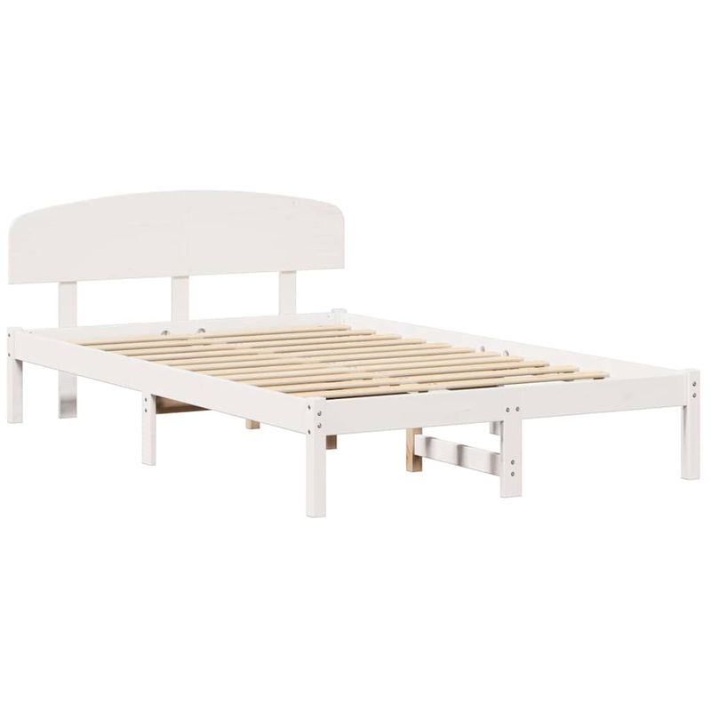 Casa si Gradina - Mobilier - Paturi si accesorii - Paturi - Cadru de Pat cu Tablie Alb 135x190 cm Lemn Masiv de Pin - Infinity.ro