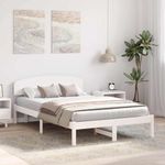 Casa si Gradina - Mobilier - Paturi si accesorii - Paturi - Cadru de Pat cu Tablie Alb 135x190 cm Lemn Masiv de Pin - Infinity.ro