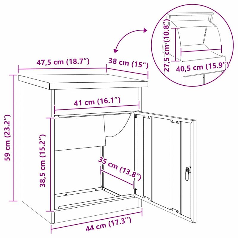 Casa si Gradina - Constructii - Depozitare, transport si protectie - Cutii postale - Cutie pentru colet Negru 44 x 35 x 59 cm Otel inoxidabil - Infinity.ro