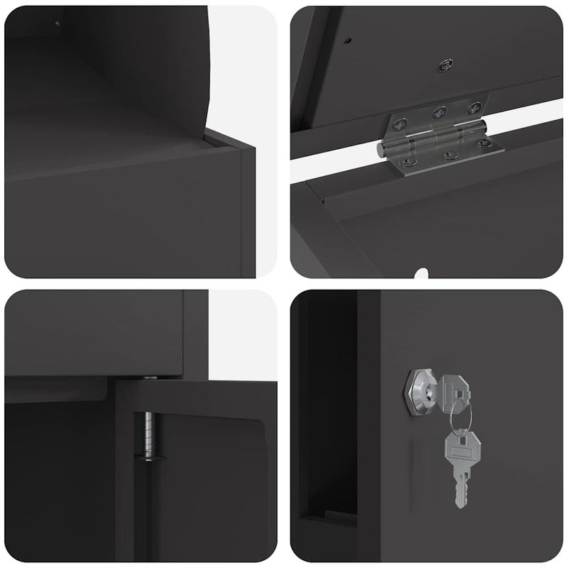 Casa si Gradina - Constructii - Depozitare, transport si protectie - Cutii postale - Cutie pentru colet Negru 44 x 35 x 59 cm Otel - Infinity.ro