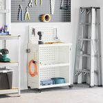 Casa si Gradina - Constructii - Depozitare, transport si protectie - Organizatoare si cutii scule - Carucior pentru unelte cu raft cu roata cu depozitare Manual Alb 65 x 35 x 111 cm Metal - Infinity.ro