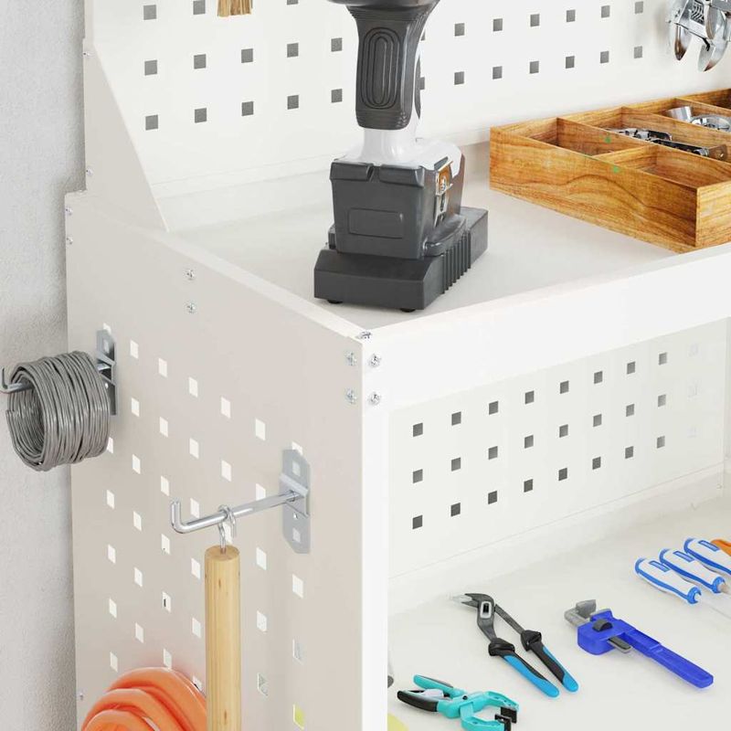 Casa si Gradina - Constructii - Depozitare, transport si protectie - Organizatoare si cutii scule - Carucior pentru unelte cu raft cu roata cu depozitare Manual Alb 65 x 35 x 111 cm Metal - Infinity.ro