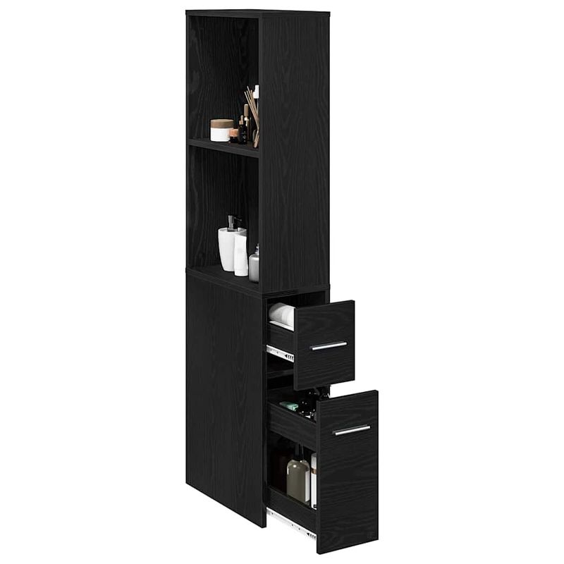 Casa si Gradina - Mobilier - Dulapuri si sifoniere - Dulapuri - Dulap Ingust pentru Baie Stejar negru 22 x 41 x 135 cm PAL - Infinity.ro