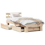 Casa si Gradina - Mobilier - Paturi si accesorii - Paturi - Cadru de pat cu sertar cu headboard cu depozitare Maro 90 x 200 cm Lemn de brad - Infinity.ro