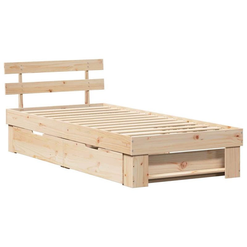 Casa si Gradina - Mobilier - Paturi si accesorii - Paturi - Cadru de pat cu sertar cu headboard cu depozitare Maro 90 x 200 cm Lemn de brad - Infinity.ro