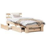 Casa si Gradina - Mobilier - Paturi si accesorii - Paturi - Cadru de pat cu sertar cu headboard cu depozitare Maro 90 x 200 cm Lemn de brad - Infinity.ro