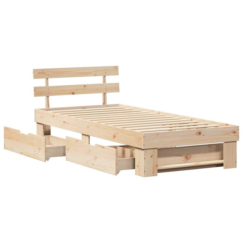 Casa si Gradina - Mobilier - Paturi si accesorii - Paturi - Cadru de pat cu sertar cu headboard cu depozitare Maro 90 x 200 cm Lemn de brad - Infinity.ro