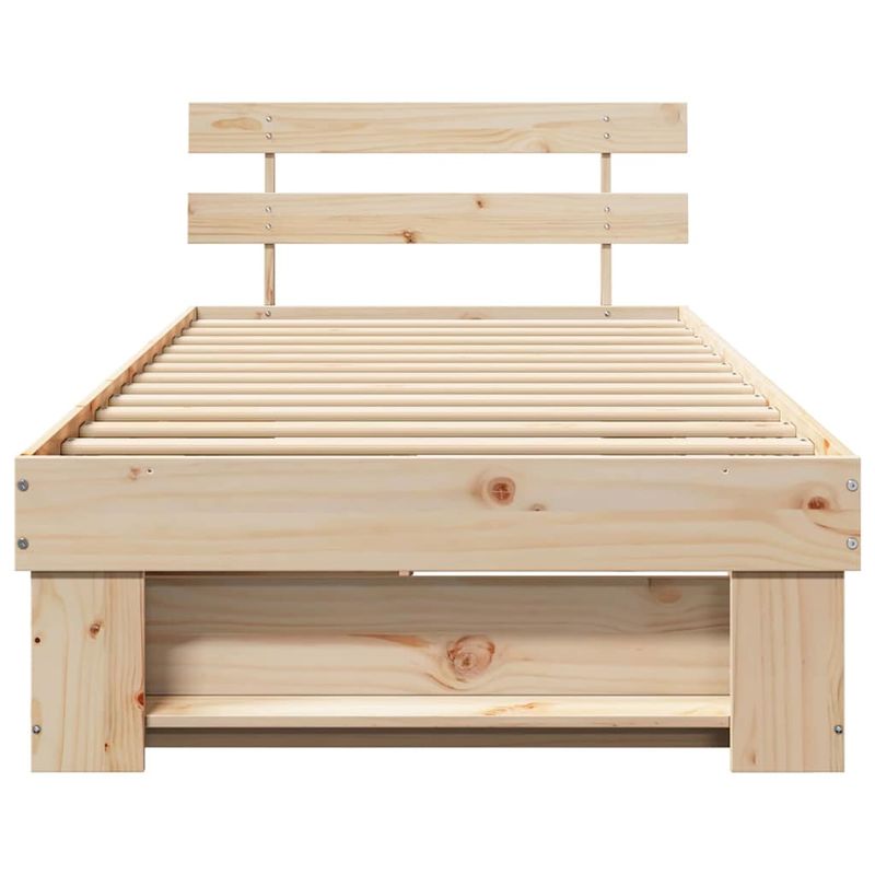 Casa si Gradina - Mobilier - Paturi si accesorii - Paturi - Cadru de pat cu sertar cu headboard cu depozitare Maro 90 x 200 cm Lemn de brad - Infinity.ro